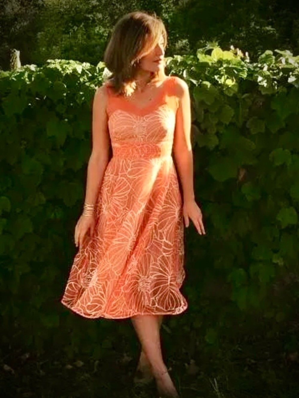 Anthropologie Moulinette Soeurs Calendula Orange Embroidered Organza Dress 4 - Picture 11 of 13
